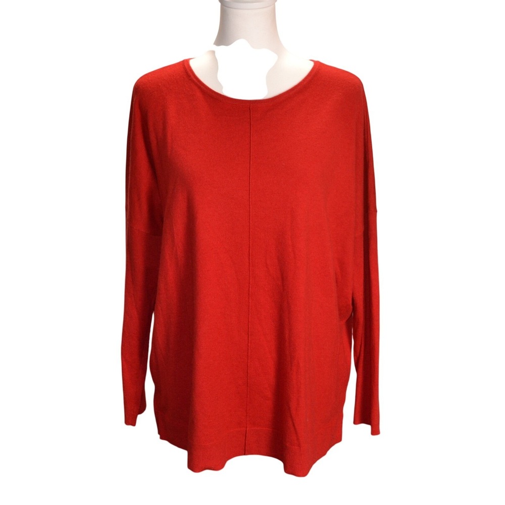Chico's Red Long Sleeve Knit Top Relaxed Fit Minimalist Everyday Basic Capsule 2